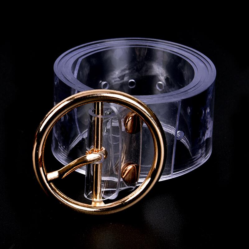 Women Long Transparent Belt Heart Pin Buckle Waist Female Belt Waistband Gift