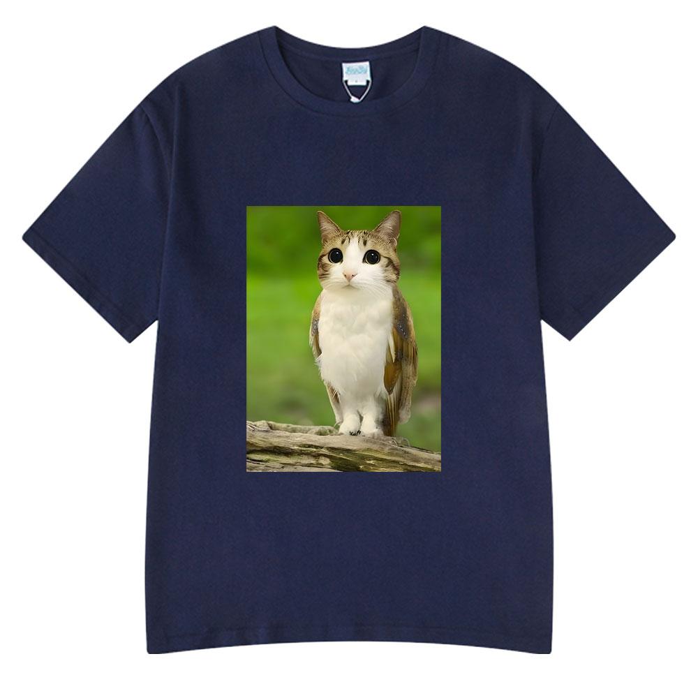 Cat Owl Funny Meowl Meme Brainrot T-shirts Unisex's Women Fashion Tee Tops Harajuku Short Sleeves T-shirt Cotton Oversized T Shirts