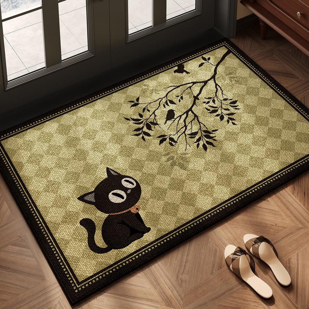 Vintage Door Mat: High-End, Non-Slip, Easy Clean, Cuttable, Dirt-Resistant, Wash-Free for Home Use