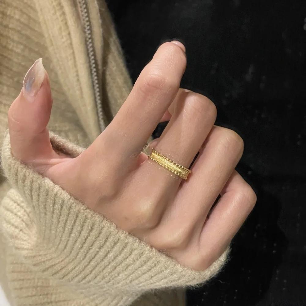 

Vintage Women Rings Retro Beaded Stackable Minimalist Jewelry Elegant Antique Style Fashion Accessories adjustable