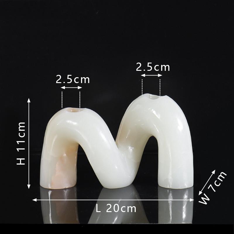 Natural Marble Twisted Candlestick, Irregular M-shaped Candlestick, Home Decoration, Dining Table Centerpiece Candlestick Holder