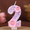 Flower Numbers Birthday Candles Party Cake Decoration One Year Old DIY Handmade Candles 0-9