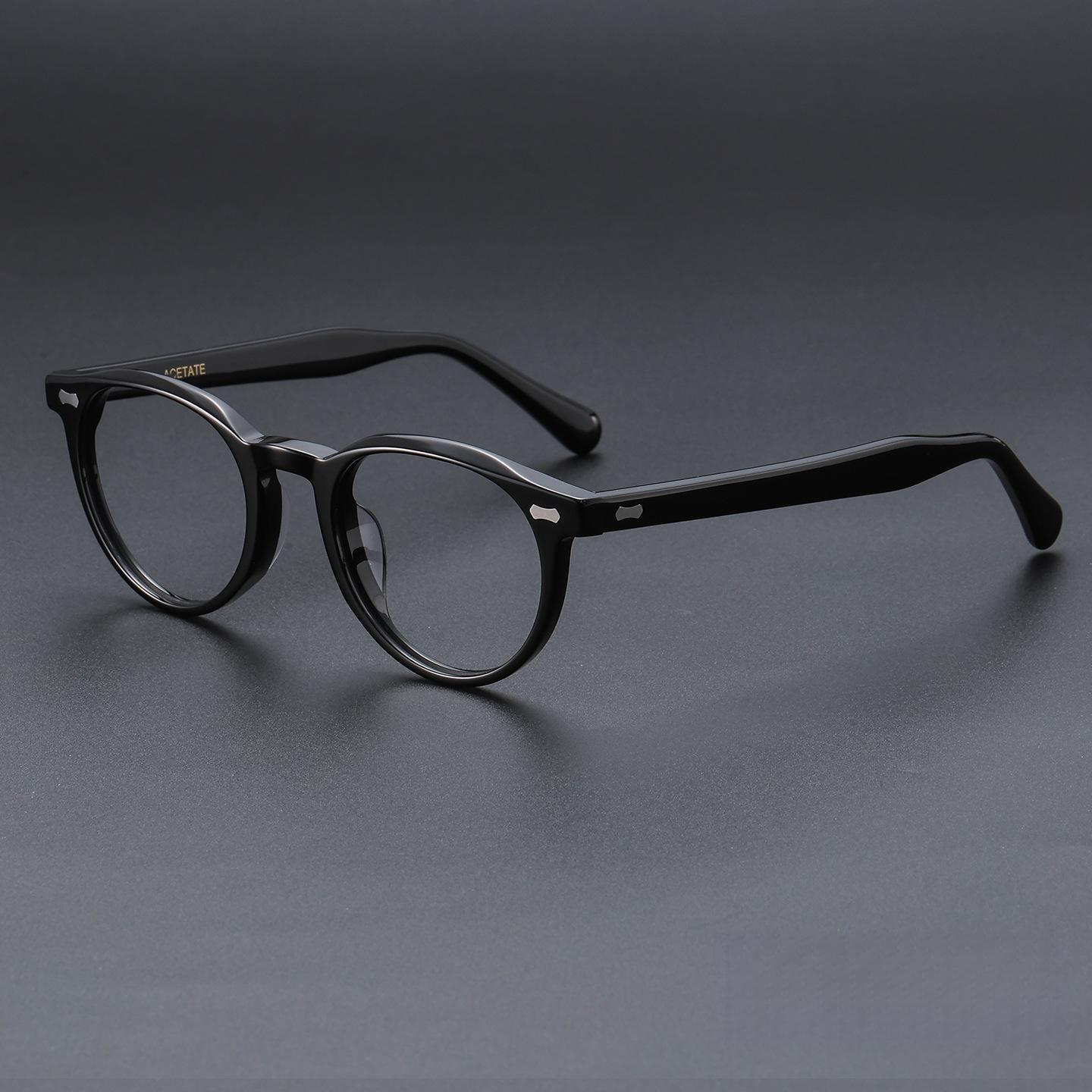 FIRADA Fashionable Business Comfortable Eyeglasses Luxury Round Retro Eyewear Acetate Fiber Glasses Frame For Men Women YM-018-C чёрный