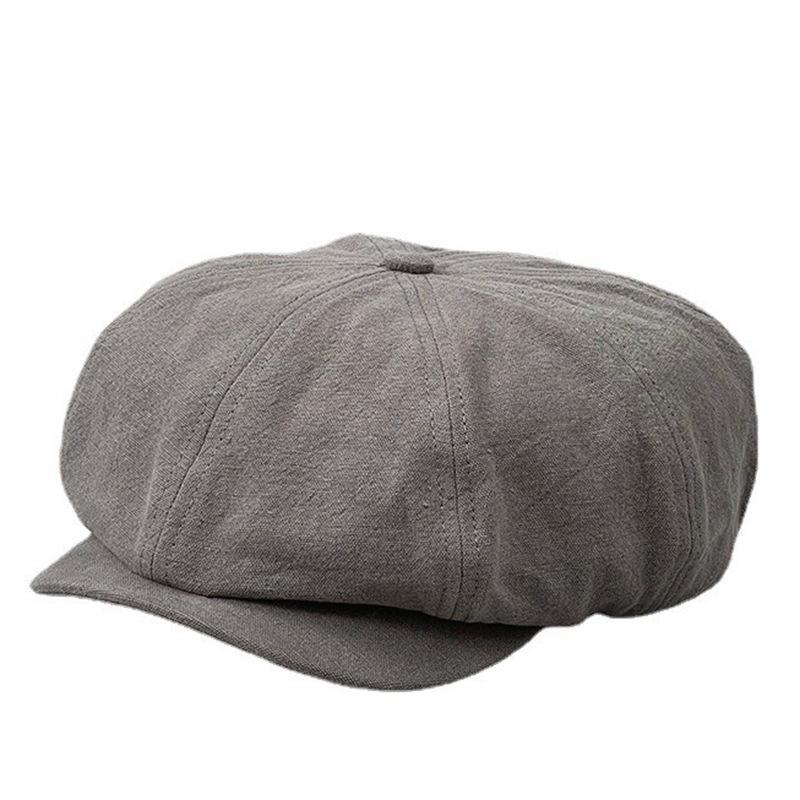 Big Head Circumference Beret Spring And Summer Cotton And Linen Breathable Cap Men'S And Women'S Casual Octagonal Hat British Retro Forward Hat