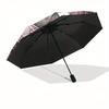 Stunning Pink Butterfly Stained Cute Wall Art Umbrella, Cute Umbrella with Cute Design, Portable 3-Fold Compact Umbrella for Men & Women, Valentine's