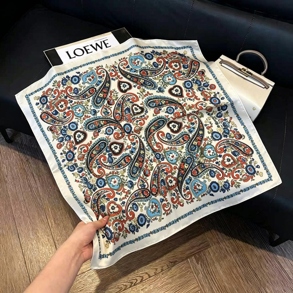 Hong Kong style burgundy printing waist silk scarf belt jeans waist accessories new square scarf fart curtain waist seal