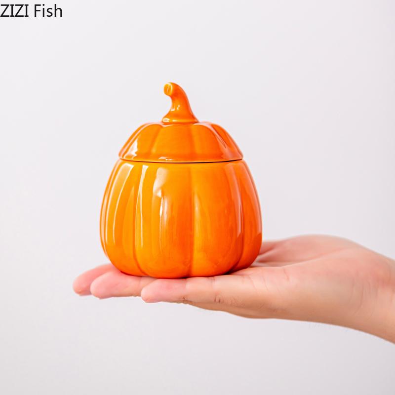 Halloween Pumpkin Candle Holders Desk Decoration Ceramic Pumpkin Candlestick Wax Melt Burner Creative Home Aroma Container
