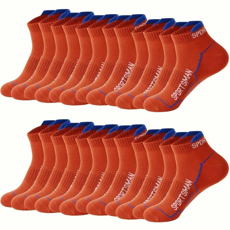 12 Pairs Men Knitted Anti Odor Sports Socks Fashionable Letter Sweat Absorbing Mesh Breathable Couple Running Casual Socks