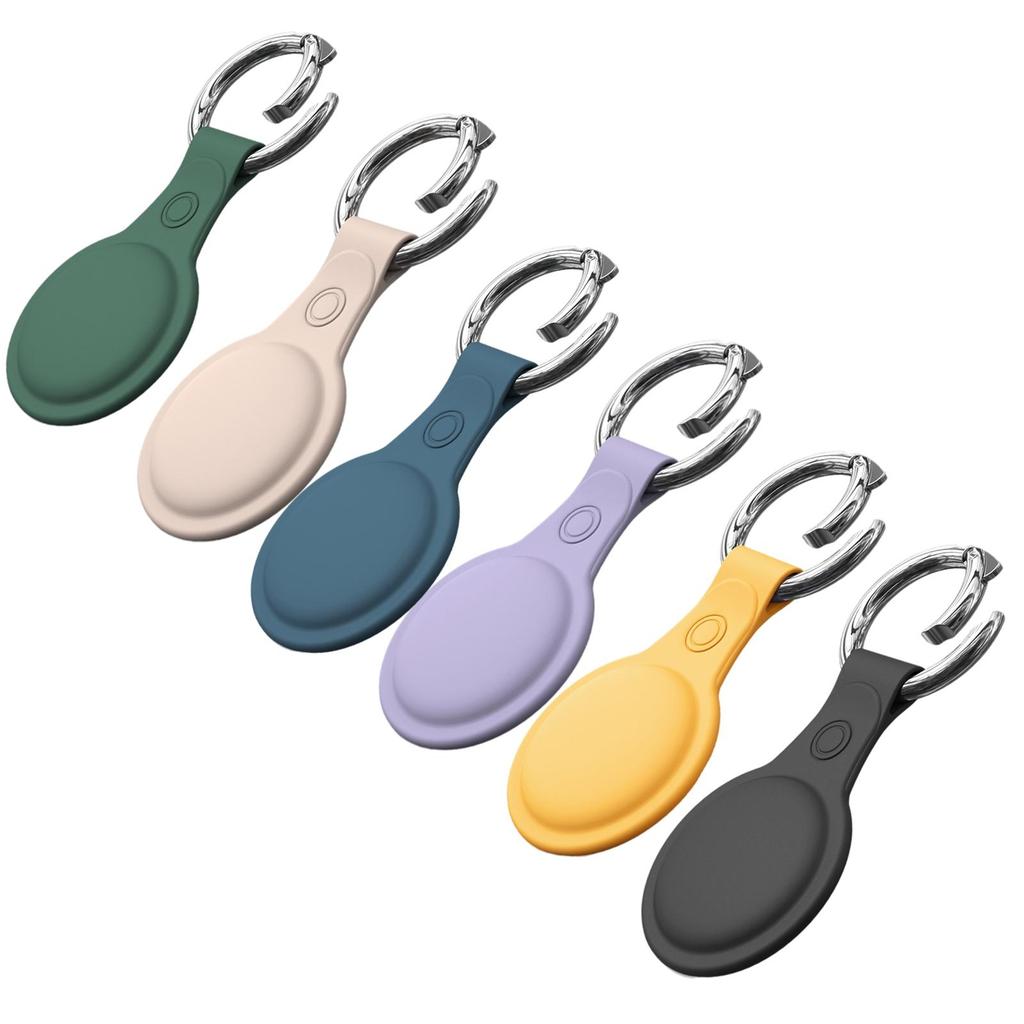 Silicone Case Sleeve Soft Cover for Apple for Airtag Shock Absorbing Shell with Anti-Lost Keychain Ring Scratch Resistant
