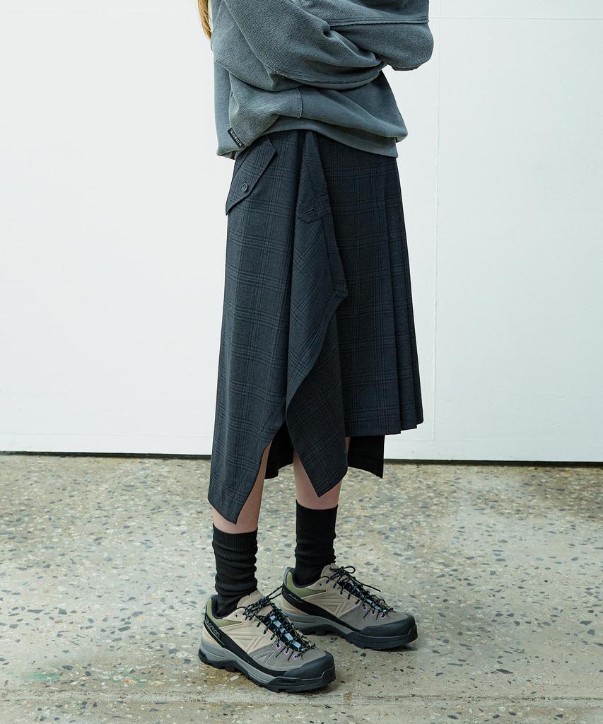 Yusentig Asymmetrical Check Pattern Skirt Aw4As6609E