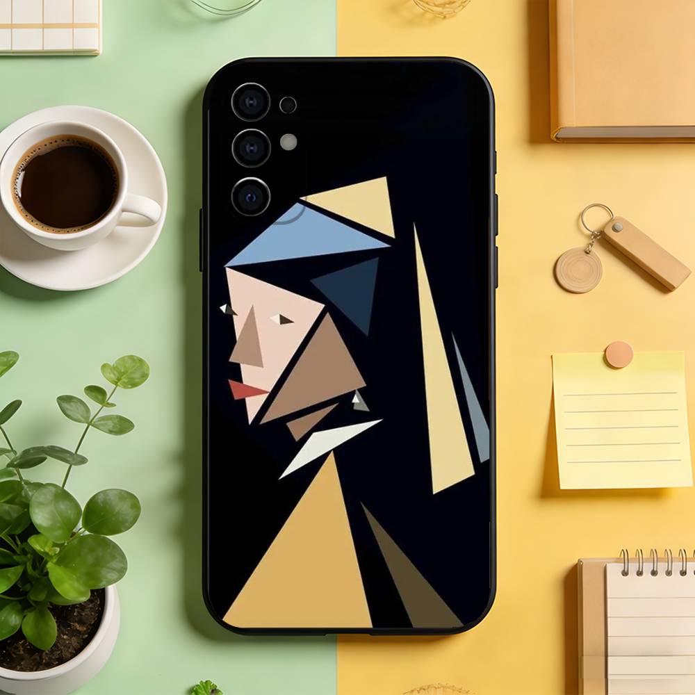 

Abstract Geometric Art Phone Case Black Silicone Soft For Samsung S25,S24,S21,S22,S23,S30,Ultra,S20,Plus,Fe,Lite Samsung S26