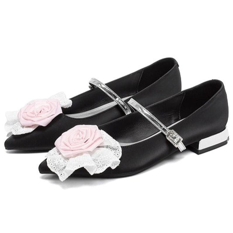 

Flower Fashion Chunky Heel Mary Jane Shoes Women Buckle Shallow Elegant Dress Shoes Comfort Footwear Designer Women Shoes 39 чорний