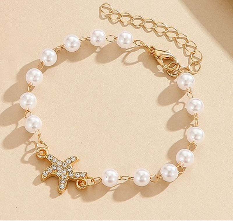 Fashion Colorful Zircon Starfish Pendant Necklace Bracelet for Women Luxury Gold Color Crystal Temperament Choker Zircon Gifts