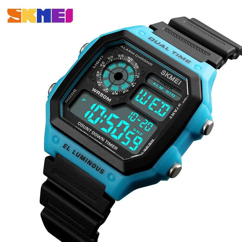 Skmei Fashion Men PU Strap Multifunction Waterproof Watches Alarm Male Digital Watch Reloj Hombre Outdoor Sport Watch 1299