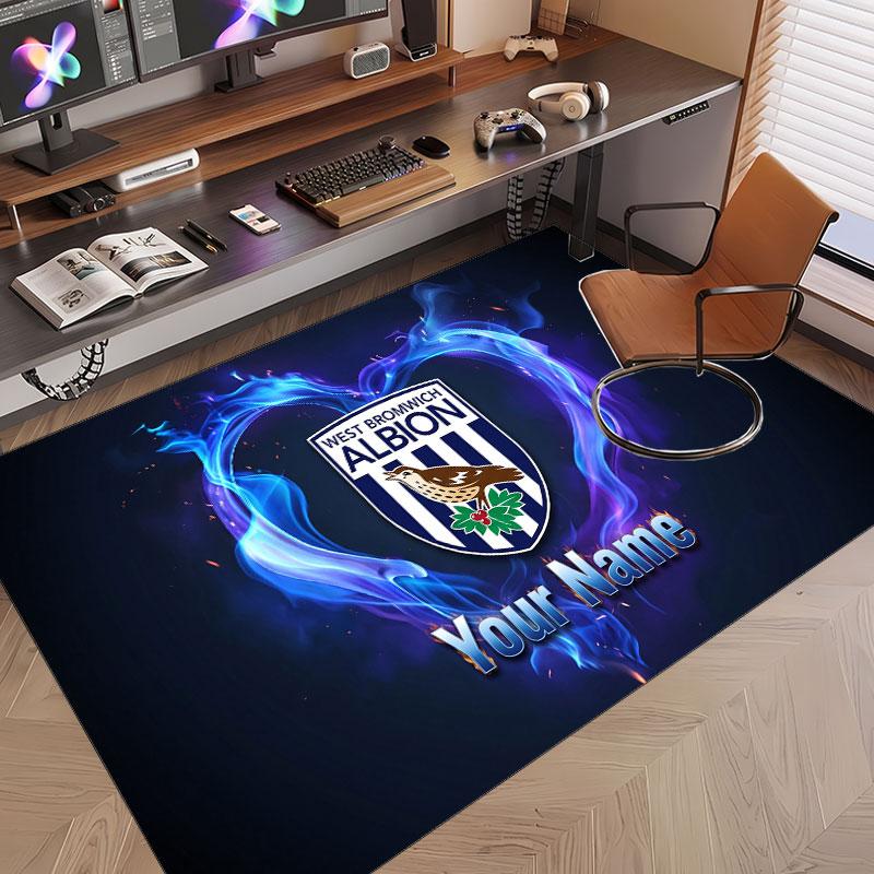 Custom Rug West Bromwich Albion Pattern Print Name Text Soft Non‑Slip Floor Carpet for Home Indoor Decoration