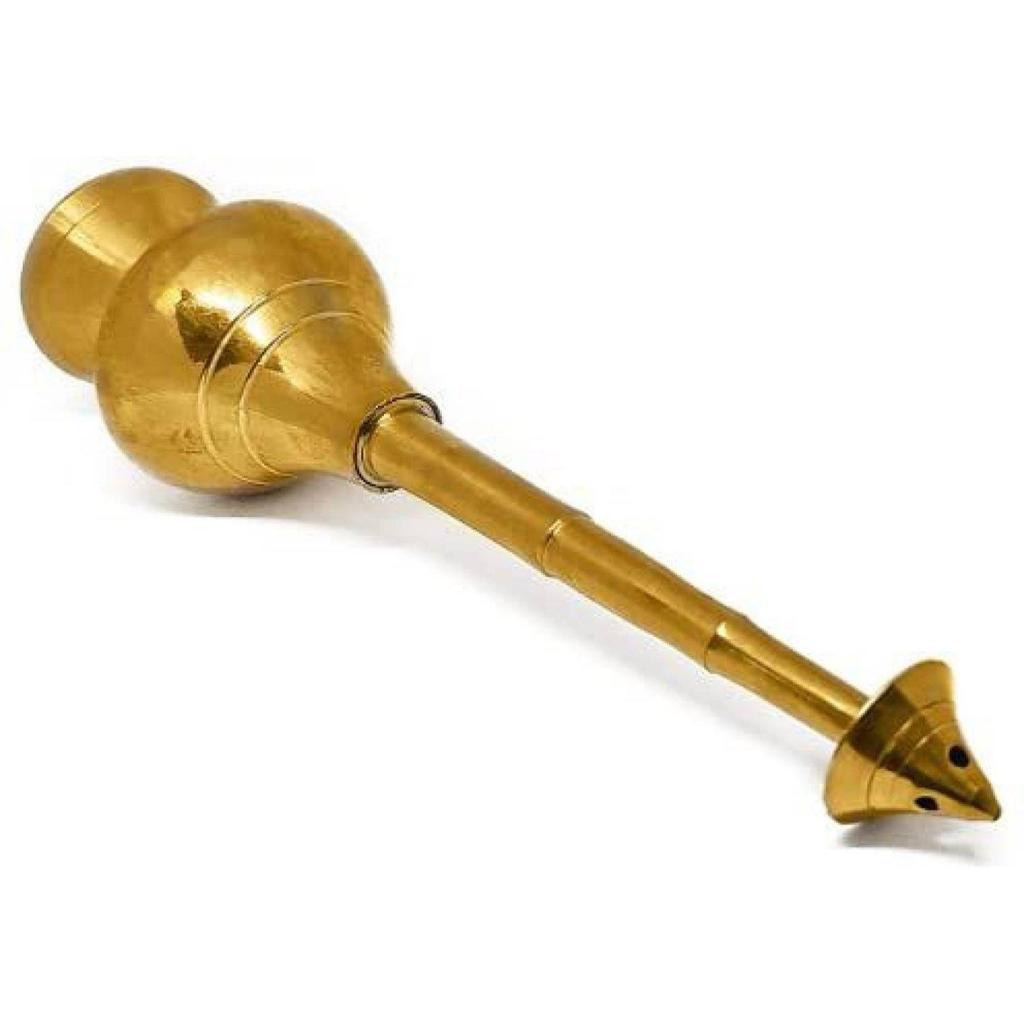 10 Inch Brass Gulab Pash Bottle for Gangajal, Gulab Dani Bottle for Pooja Decorative Showpiece - 30.48 Cm (Brass, Gold)