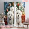 2pcs,2D Plane Printing Curtain Fabric Christmas Tree Cute Puppies Gift (3) Versatile 100% Polyester (without Rod) Decorations