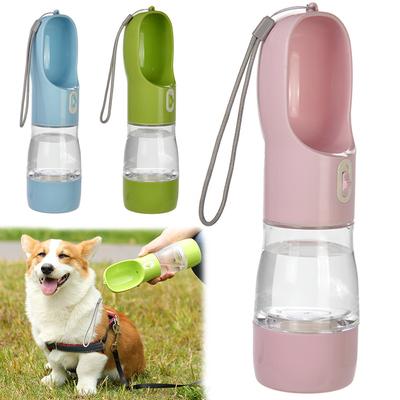 Botella de Agua Portátil 2 en 1 para Perros Mascotas al Aire Libre Antifugas Duradera Dispensador de Comida para Cachorros Perros Pequeños Medianos Gatos Suministros Bulldog