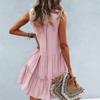Women's Summer Casual Sleeveless V-Neck Solid Color Dresses Short Beach Vacation Dresses