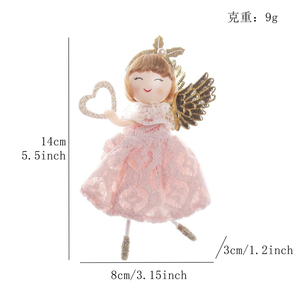 Christmas Angel Hanging Ornament With Hollow‑Out Skirt Headband, Small Pendant for Xmas Tree, Holiday Christmas Accessory