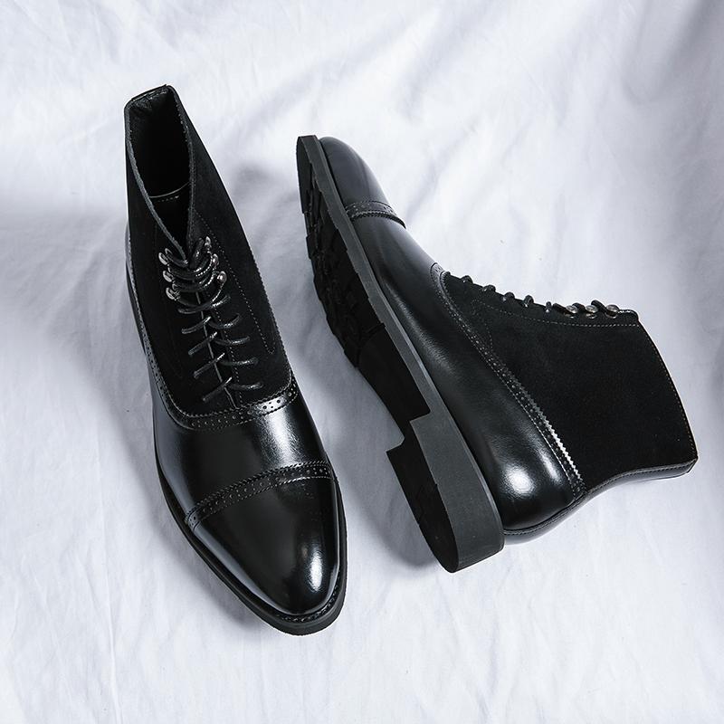 Men Ankle Boots Motorcycle Casual Wingtip Dress Formal Leather Tuxedo Wedding Derby Boots Large Size