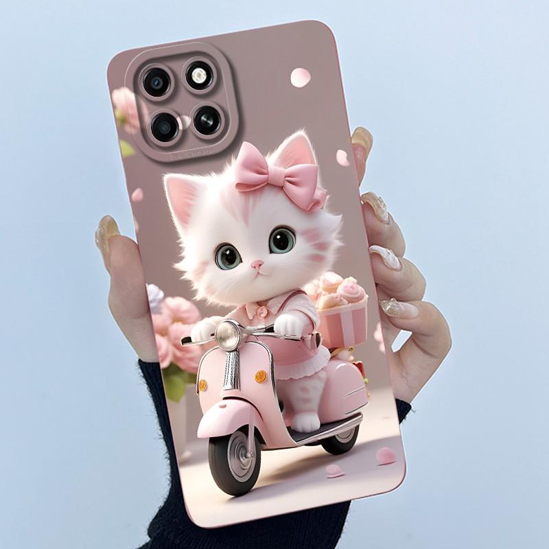 For Infinix Smart 6 HD Case Lovely Cat Cartoon Flower Liquid Silicone Soft TPU Shockproof Back Cover Smart6 HD X6512 Phone Case