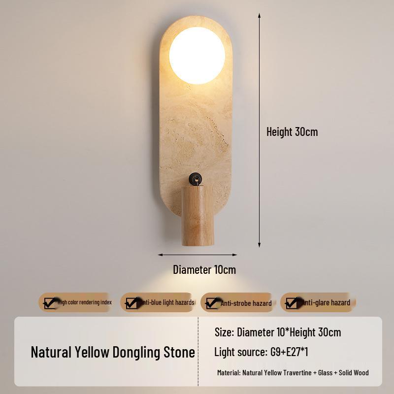 Wabi-Sabi Style Japanese Walnut Wall Lamp for Living Room, Bedroom, Hotel Entrance, or Corridor.