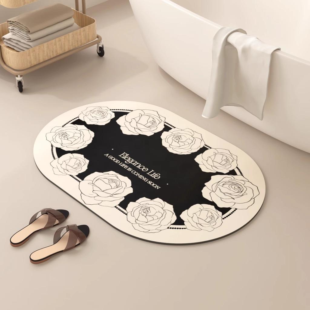 Nordic Style Bathroom Floor Mat, Diatom Mud Absorbent Mat, Bathroom Bathroom Toilet Door Non-Slip Foot Mat