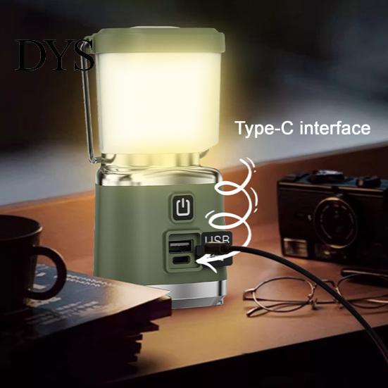 Lightweight Tent Light Camping with 4 Lighting Modes, USB-C Rechargeable Portable Adjustable Brightness Lantern Lamp, Stepless Dimming LED for Outdoor