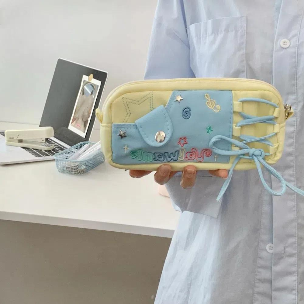 Pencil Case Large Ins Pen Bag Desktop Storage Cartoon Pencil Bag Korean Stationery Bag  School