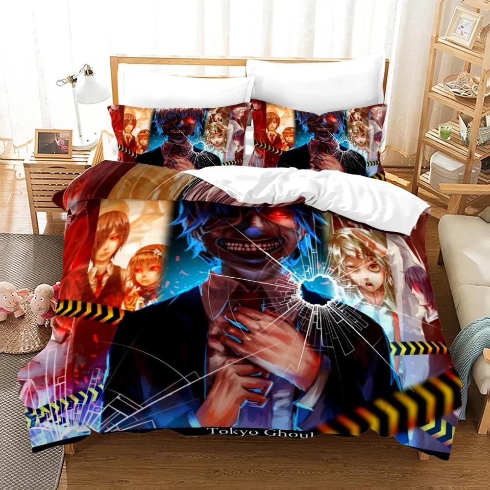 3D Printed Anime Tokyo Ghoul Comfortable Duvet Quilt Cover Pillowcase Bedding Set Children Bedroom Decoration Home Textile