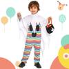 Halloween Child Costume For Kids With Polyester Fabric And Playful Striped Ghost Design For Party Performance