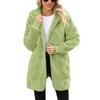 New Autumn and Winter Style Plaid Jacquard Plush Touch Hooded Pocket Cardigan Jacket for Women