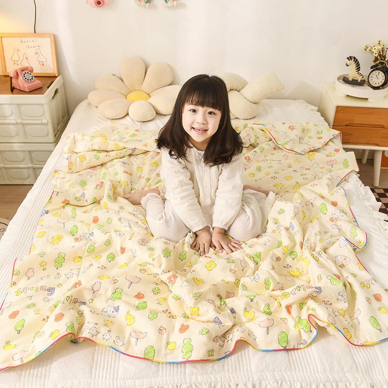 New Waffle Yarn Cotton Children's Summer Quilt Double Layer Yarn Airable Cover