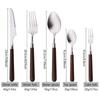 Wooden Handle Stainless Steel Cutlery Set 5Pcs Tableware Fork Spoon Knife Dinner Utensils for Home Kitchen