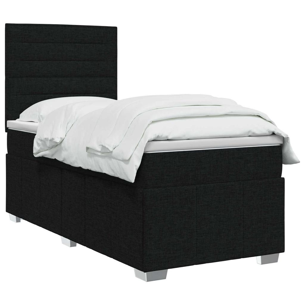 LED Boxspring Bed with Mattress Black 80 X 200 Cm Fabric