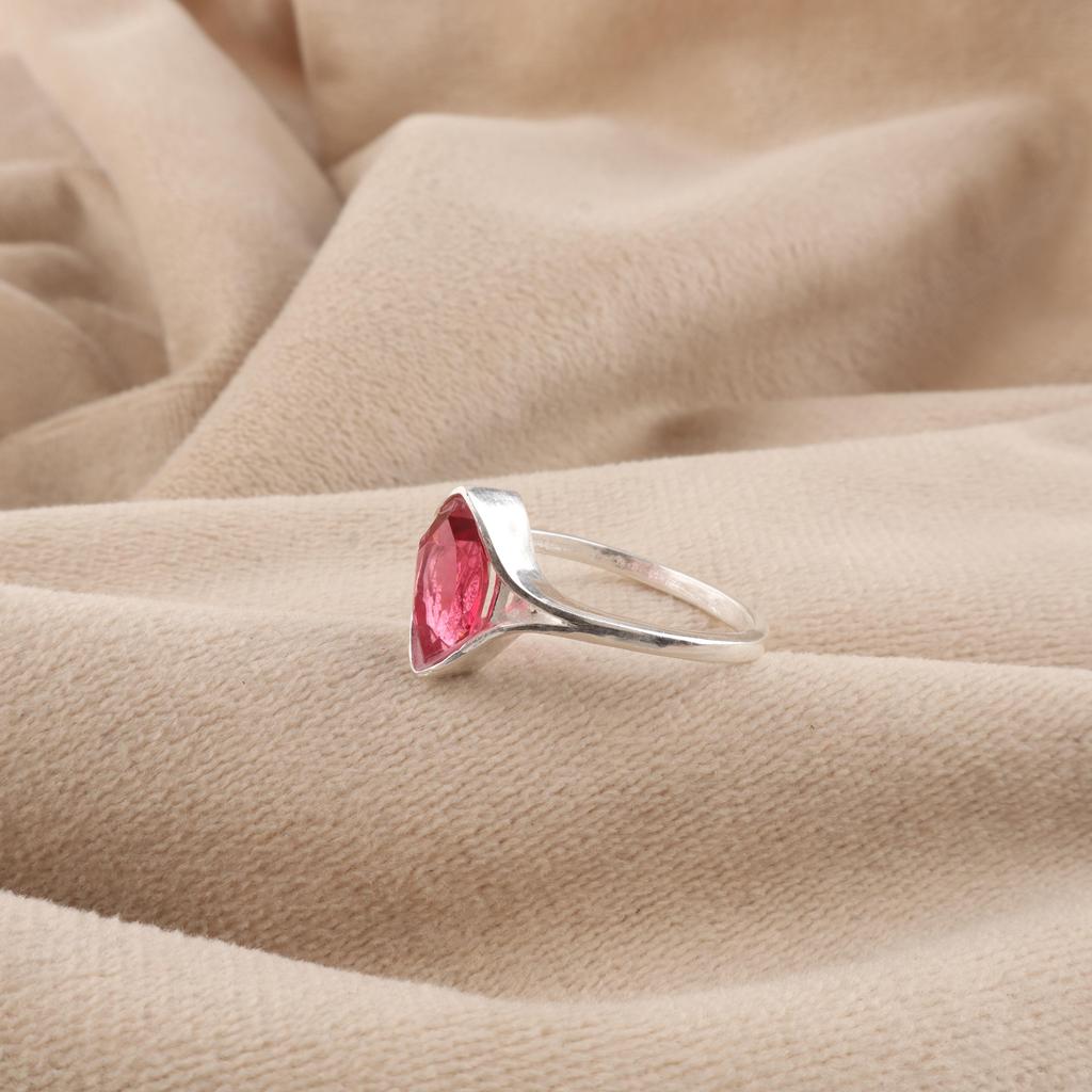 Pink Rubellite Gemstone 925 Sterling Silver Ring Jewelry Birthday Gift For Wife CZR-20-7
