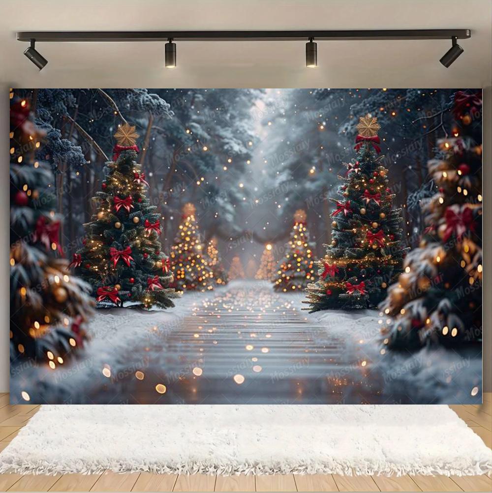 Weihnachts-Hintergrund Fotografie Winter Schnee Weihnachtsbaum Dekoration Neujahrsparty Erwachsene Kinder Foto Hintergründe Banner Requisiten