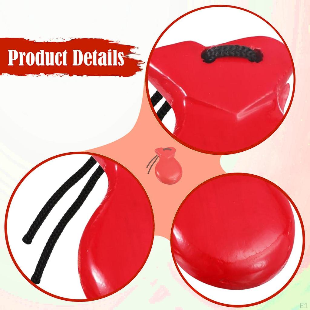 1 Pair Spanish Wooden Castanets for Adults And Children, Handmade Hand Percussion Instruments