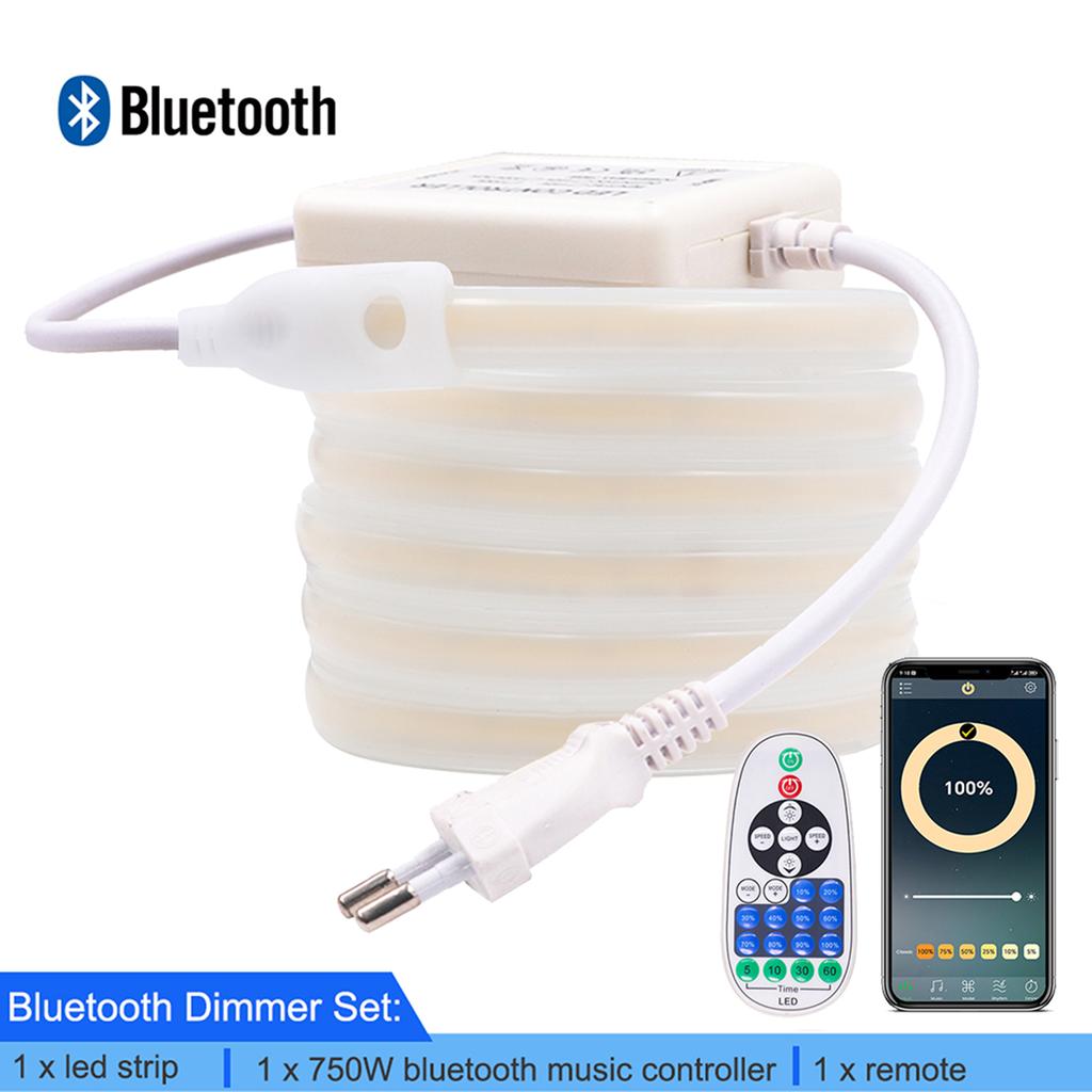 220V Dimmable COB LED Strip Light Tuya WiFi LED Tape Bluetooth Flexible COB LED Lights with EU Plug Waterproof Linear Lighting