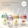 350ml Cute Cartoon Fruit Water Cup with Dome Lid & Straw for Kids