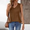 Damen Locker geschnittenes ärmelloses Tanktop mit V-Ausschnitt und gefalteter Vorderseite, lässige leichte Bluse für den Sommer, tägliches Tragen