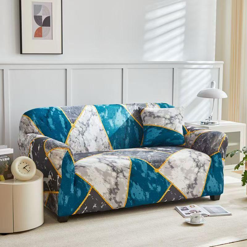 1pc Geometric Printed Stretch Sofa Covers With Elastic Band Furniture Protector For Bedroom Office Living Room Home Decor