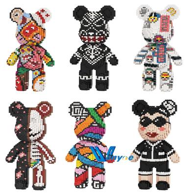 Colorful Bear Mini Brick Half Anatomy Fluid Art Bear Ornament Educational Building Block DIY Assembly Brick for Home Decoration