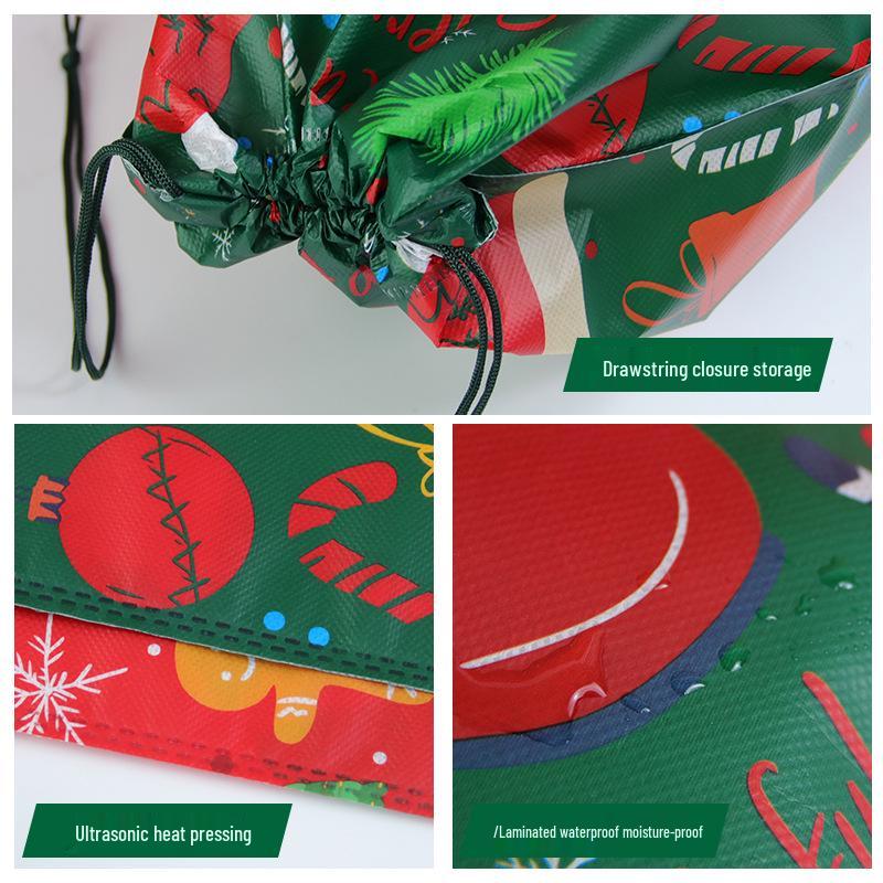 Christmas Eve Candy Gift Bag: Colorful Non-Woven Film-Coated Double Drawstring Bag