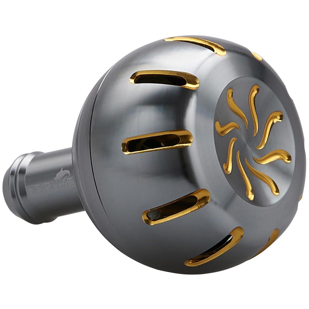 HEIGHTEN 35mm Power Reel Handle Knob for Shimano Daiwa Type A Type S Chrysant Series (Daiwa) (Gunmetal & Gold) (729)