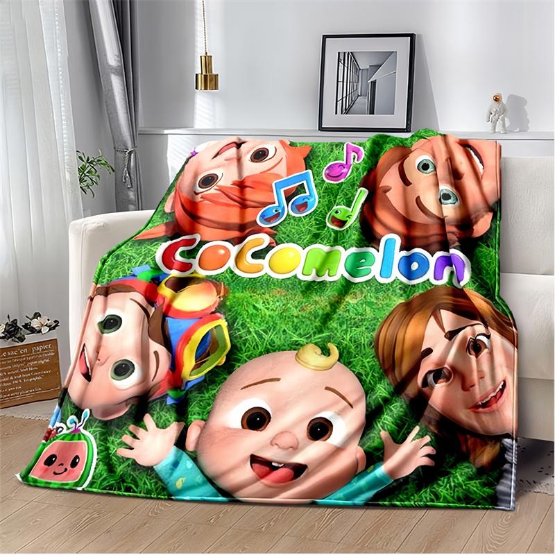 

Cartoon Kids Characters Pink Print Flannel Blanket, Educational Nursery Rhymes Themed Throw Blanket 80cm x 120cm