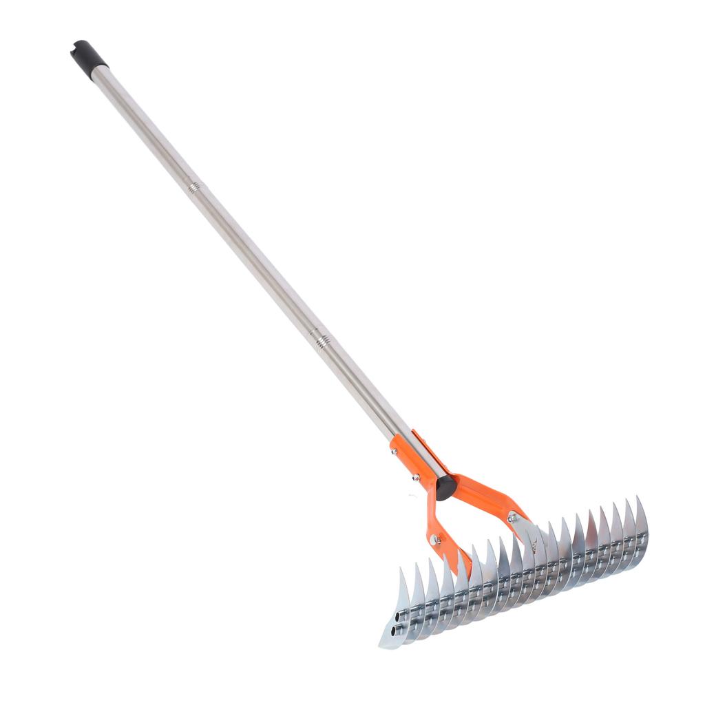 Thatch Rake 14.7 Inch Carbon Steel Stainless Steel Robust Lawn Dethatcher Rake with Handle for Clning Dd Grass Yard Garden