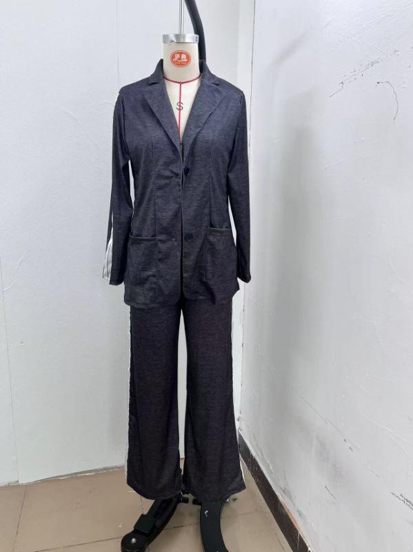 2026 Spring & Autumn Women's Long Sleeve Lapel Casual Suit Set (Two-Piece)