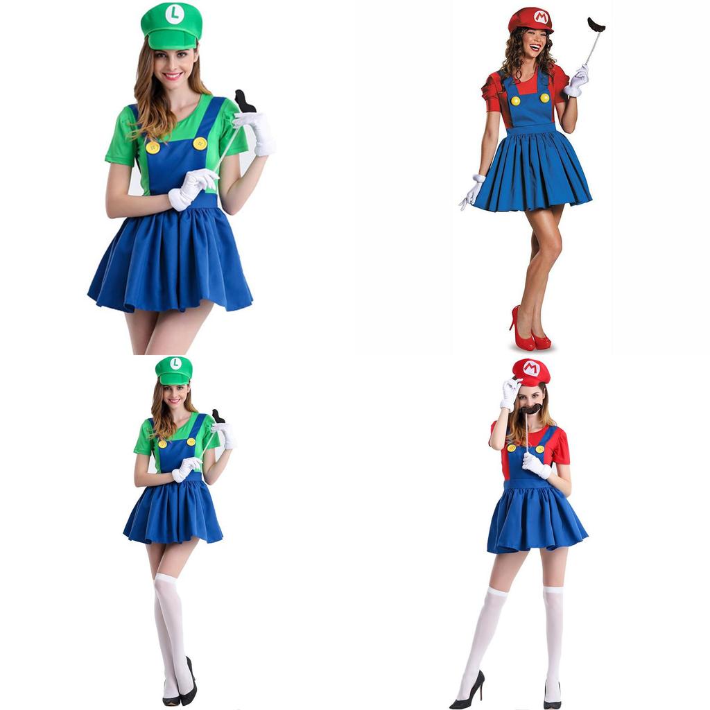 Women's Super Mario Bros Luigi Costume With Breathable Spandex And Exquisite Workmanship